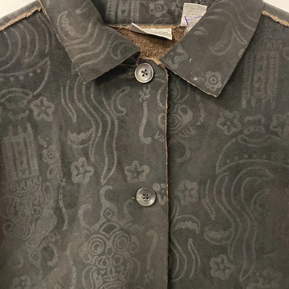 Chico's Women's Jacket Velvet Soft Black with Brown Lining Size 1 Us size 8/M - Picture 3 of 10